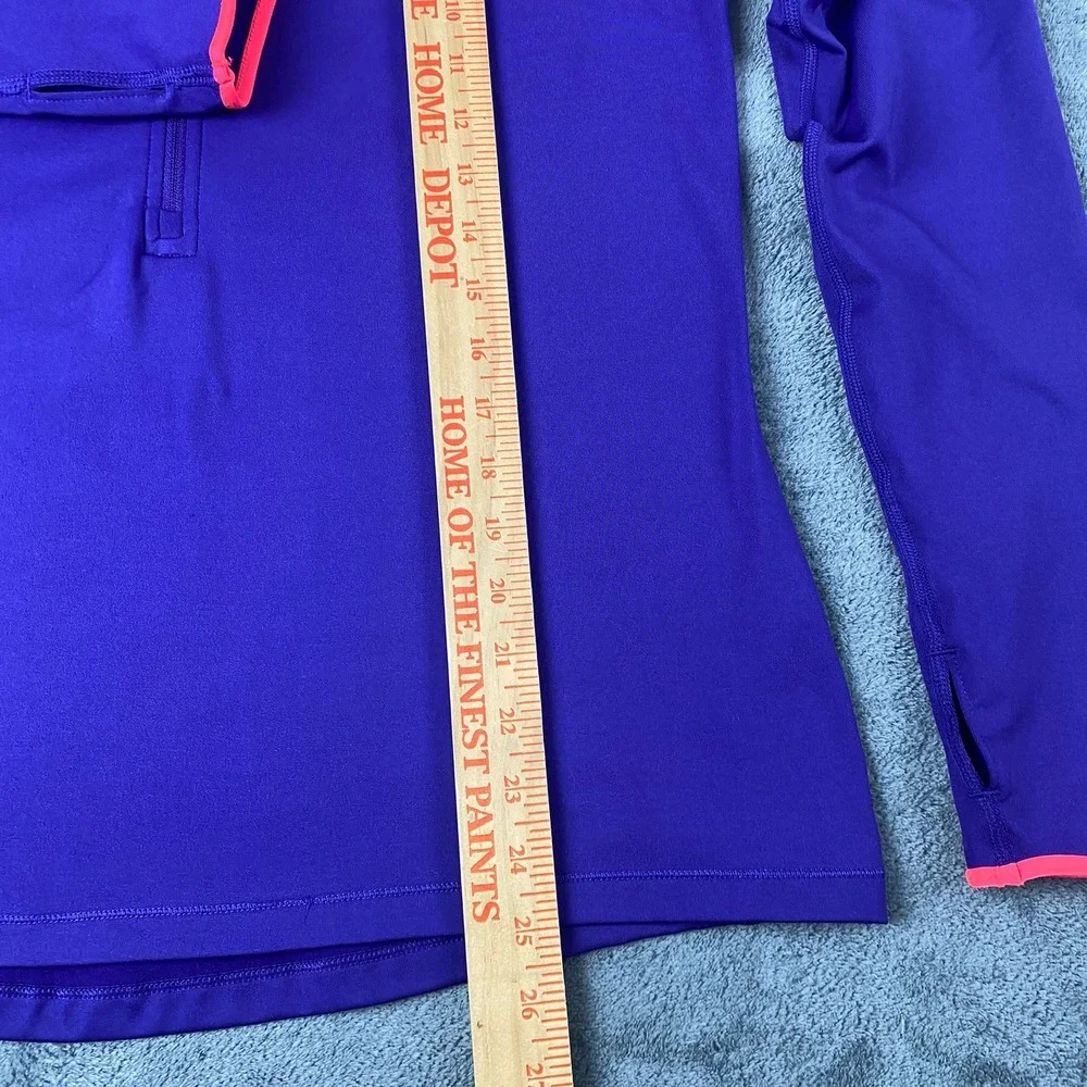 Nike Womens XL Quarter Zip Pullover Purple Dri-FIT Long Sleeve Thumbholes